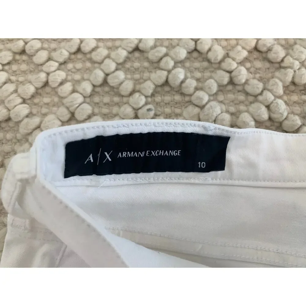 Armani Exchange AX White Stretch Denim Frayed Jean Skort Skirt NWT Size 10 - Picture 3 of 6